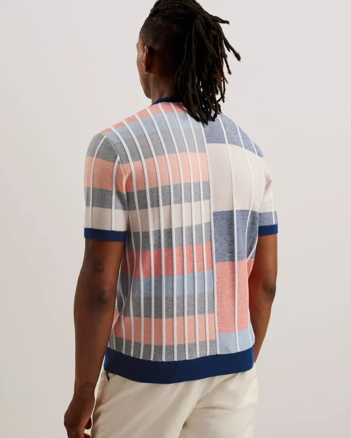 Men BARDA 8211 Multi Stripe Colour Block Knitted TShirt Multicoloured Ted Baker Tops