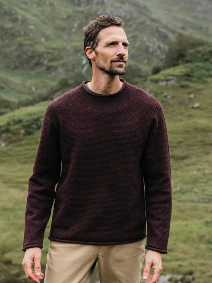 Men Barents Jumper Black Cherry Finisterre Knitwear