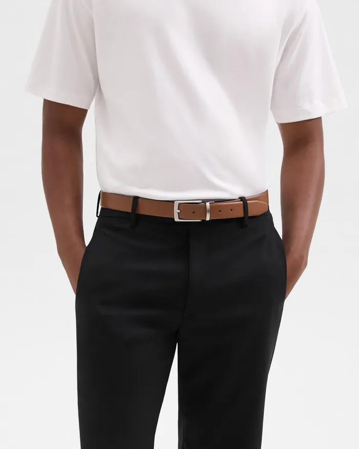Men Belts Theory Reversible Belt In Leather Cognac