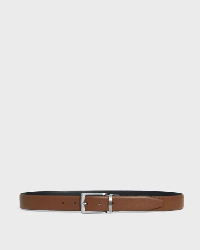 Men Belts Theory Reversible Belt In Leather Cognac