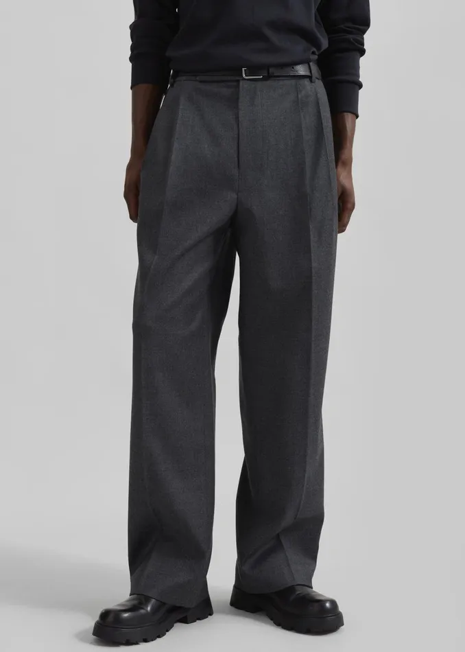 Men Beo Wool Flannel Suit Pants 8211 Charcoal The Frankie Shop Bottoms