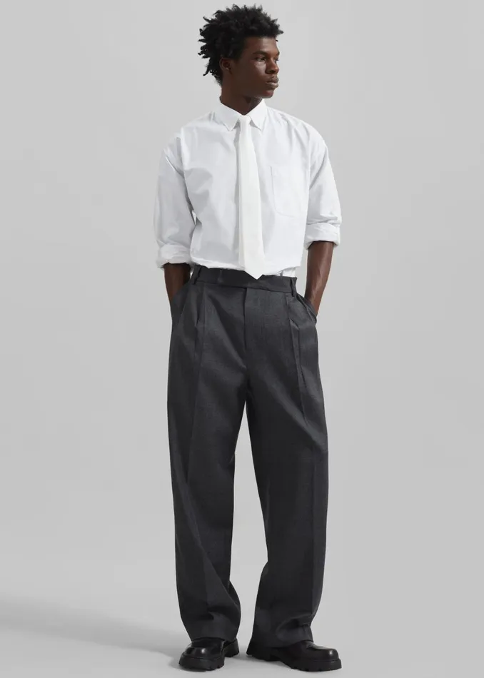 Men Beo Wool Flannel Suit Pants 8211 Charcoal The Frankie Shop Bottoms