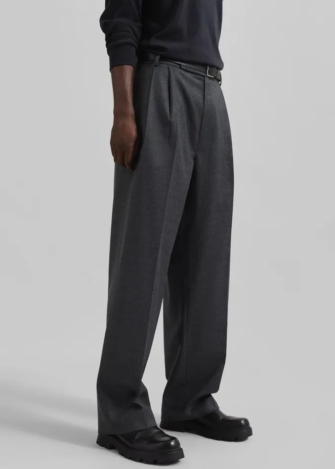 Men Beo Wool Flannel Suit Pants 8211 Charcoal The Frankie Shop Bottoms