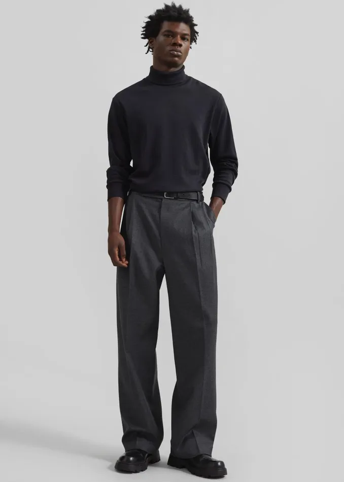 Men Beo Wool Flannel Suit Pants 8211 Charcoal The Frankie Shop Bottoms