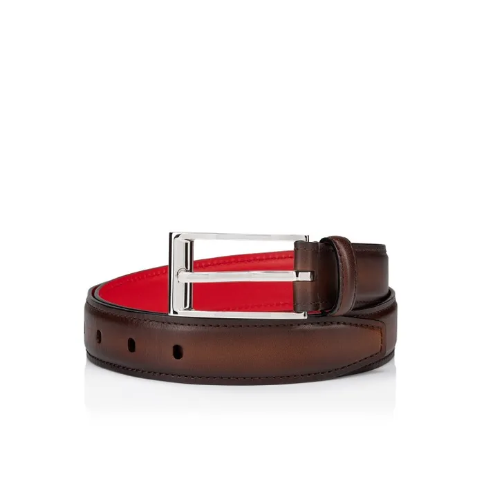Men Bizzbelt Belt 8211 Patinated Calf Leather 8211 Havane Christian Louboutin Belts