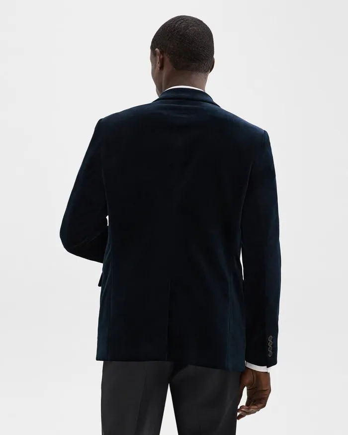 Men Blazers Jackets Theory Chambers Blazer In Stretch Velvet Baltic