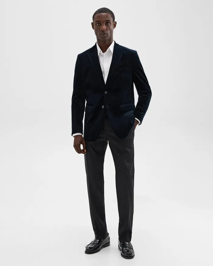 Men Blazers Jackets Theory Chambers Blazer In Stretch Velvet Baltic