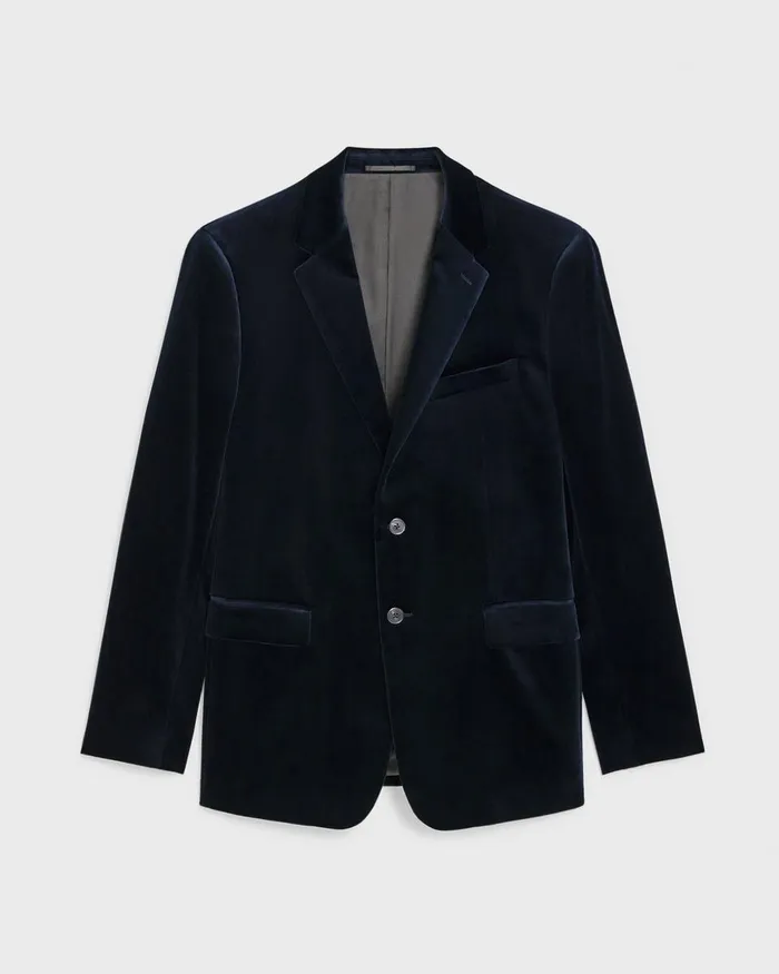 Men Blazers Jackets Theory Chambers Blazer In Stretch Velvet Baltic
