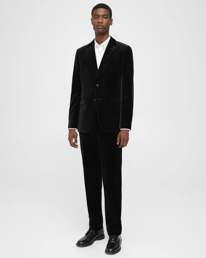 Men Blazers Jackets Theory Chambers Blazer In Stretch Velvet Black