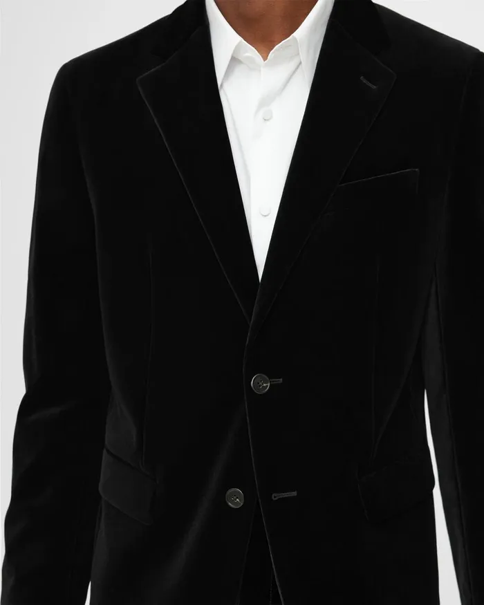 Men Blazers Jackets Theory Chambers Blazer In Stretch Velvet Black