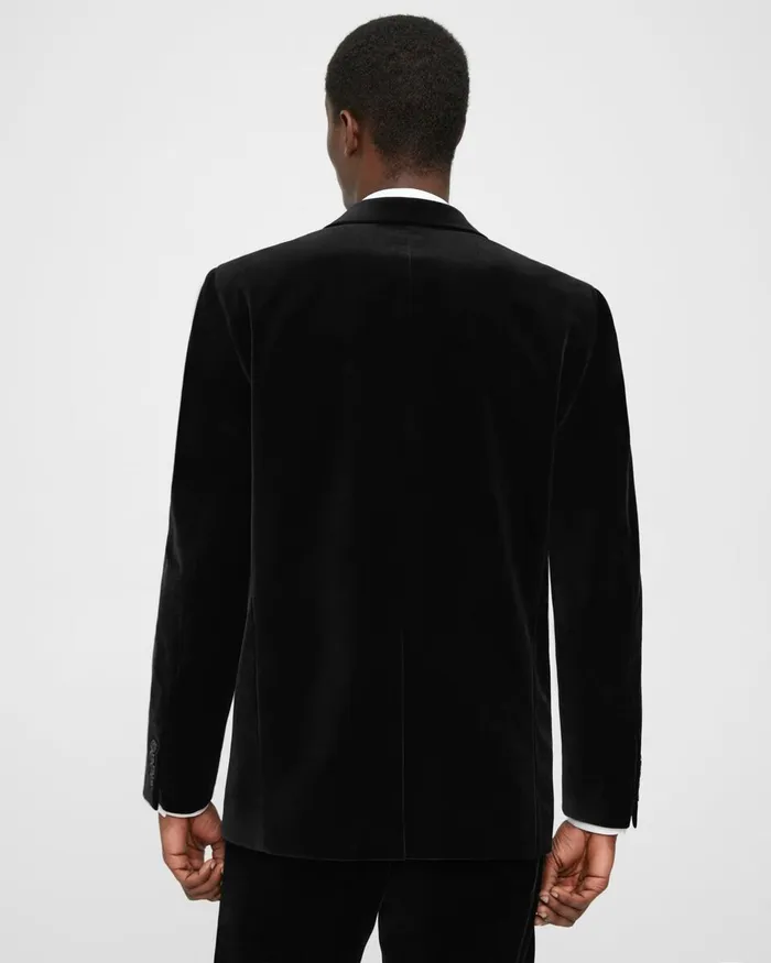 Men Blazers Jackets Theory Chambers Blazer In Stretch Velvet Black