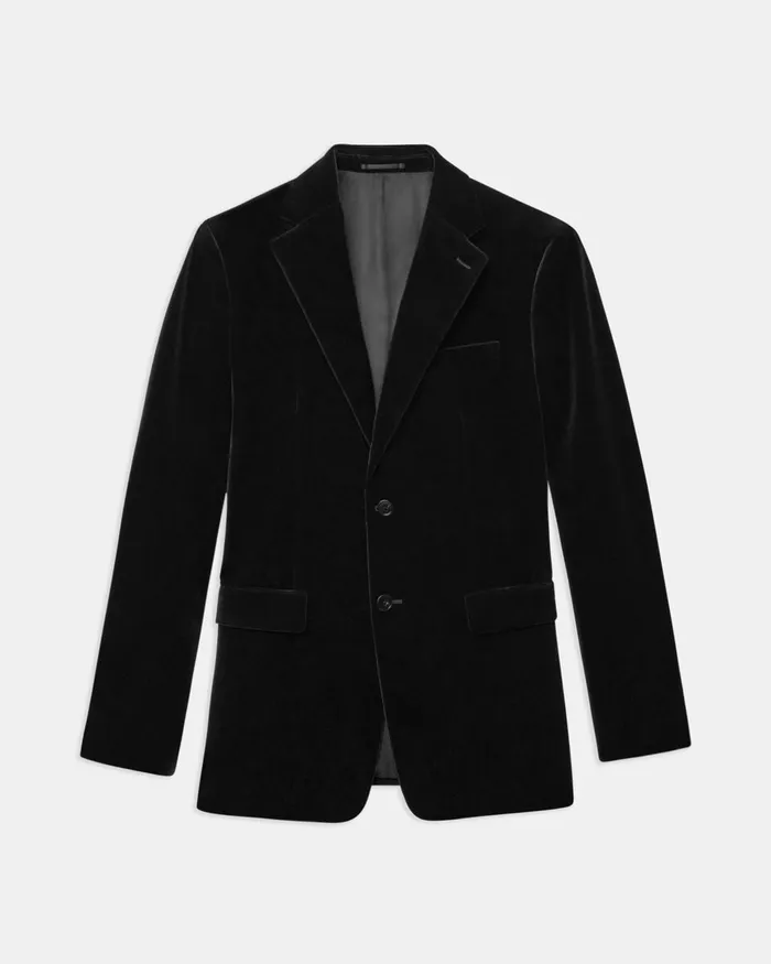Men Blazers Jackets Theory Chambers Blazer In Stretch Velvet Black