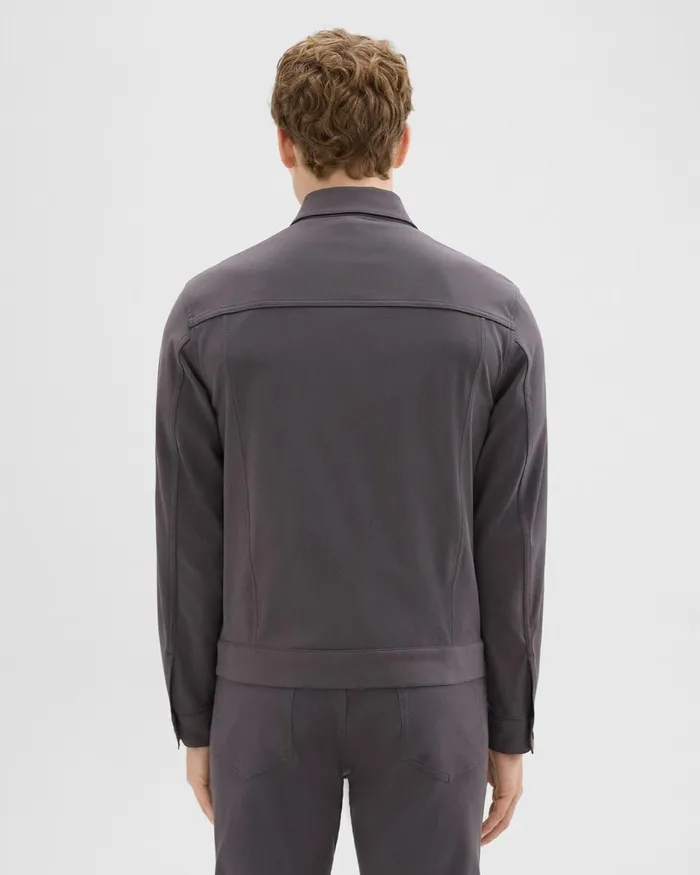 Men Blazers Jackets Theory River Trucker Jacket In Neoteric Twill Dark Grey