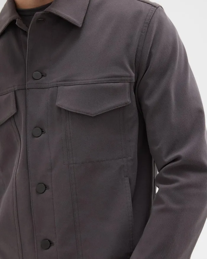 Men Blazers Jackets Theory River Trucker Jacket In Neoteric Twill Dark Grey