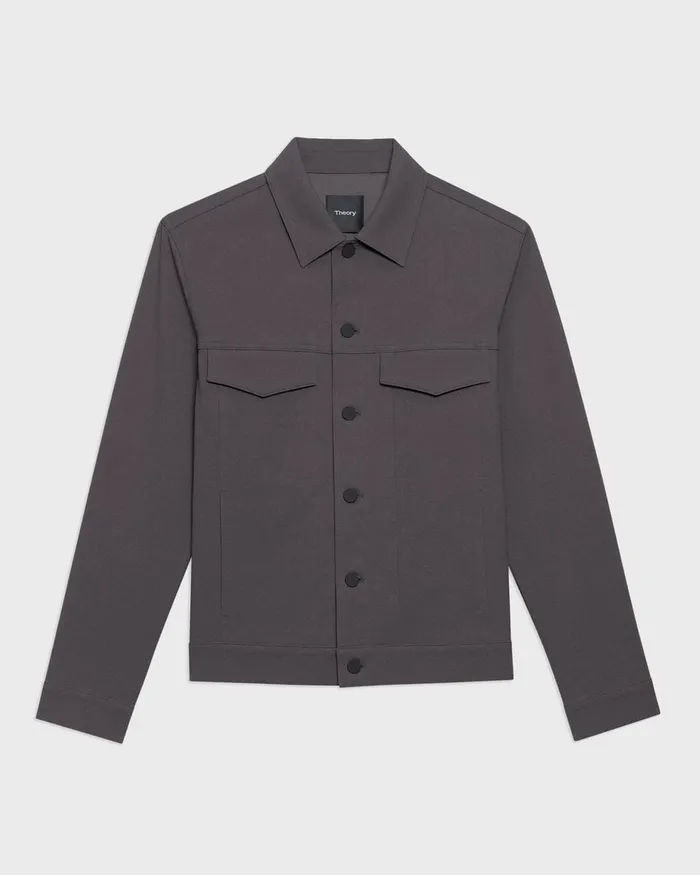 Men Blazers Jackets Theory River Trucker Jacket In Neoteric Twill Dark Grey