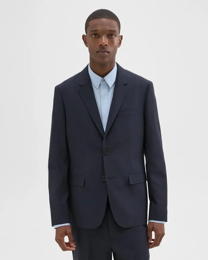 Men Blazers Jackets Theory Virgin Wool TwoButton Blazer Midnight