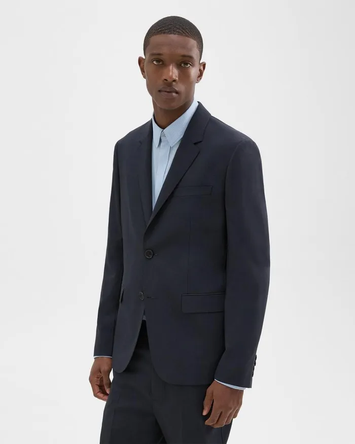 Men Blazers Jackets Theory Virgin Wool TwoButton Blazer Midnight