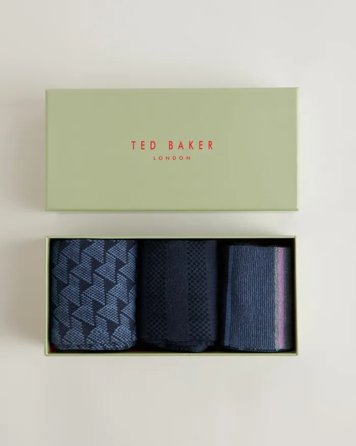 Men BLUUPAK 8211 Three Pack Of Assorted Pattern Socks Assorted Ted Baker Socks