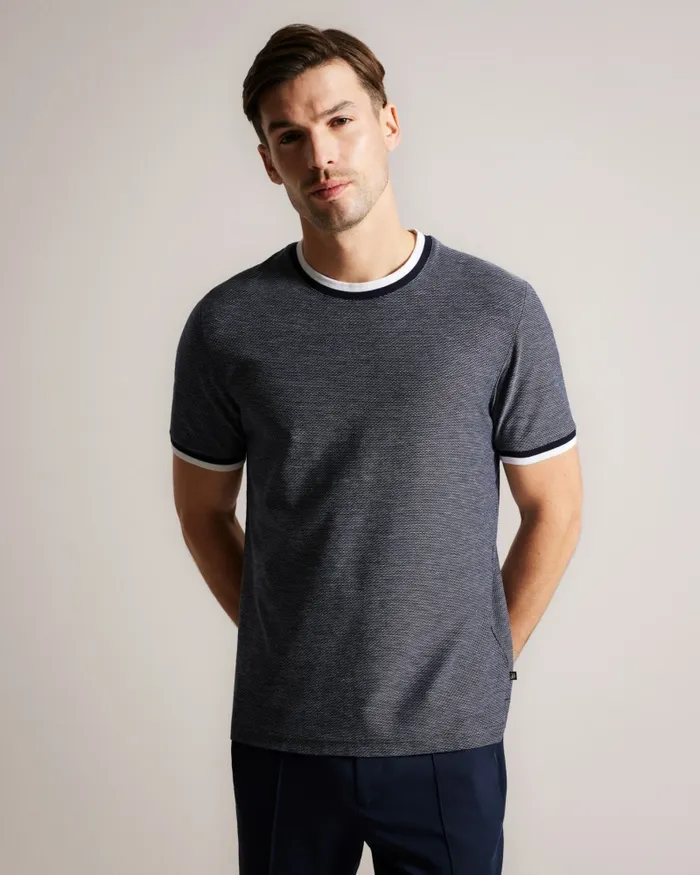 Men BOWKER 8211 Regular Fit Textured TShirt Navy Ted Baker Tops Men BOWKER 8211 Regular Fit Textured TShirt Navy Ted Baker Tops