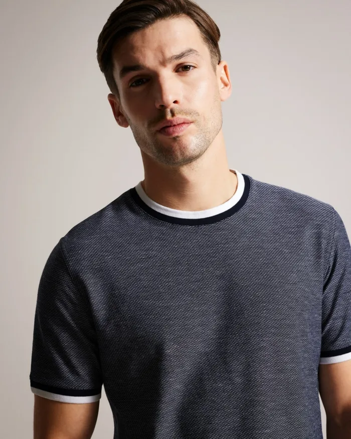 Men BOWKER 8211 Regular Fit Textured TShirt Navy Ted Baker Tops Men BOWKER 8211 Regular Fit Textured TShirt Navy Ted Baker Tops