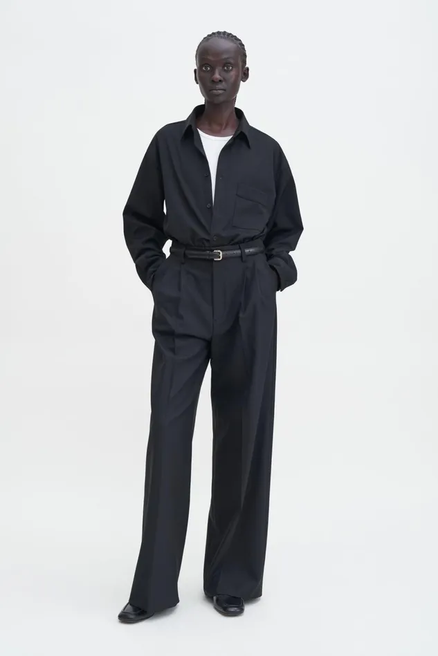 Men Boxy Wool Twill Shirt Black Filippa K Overshirts