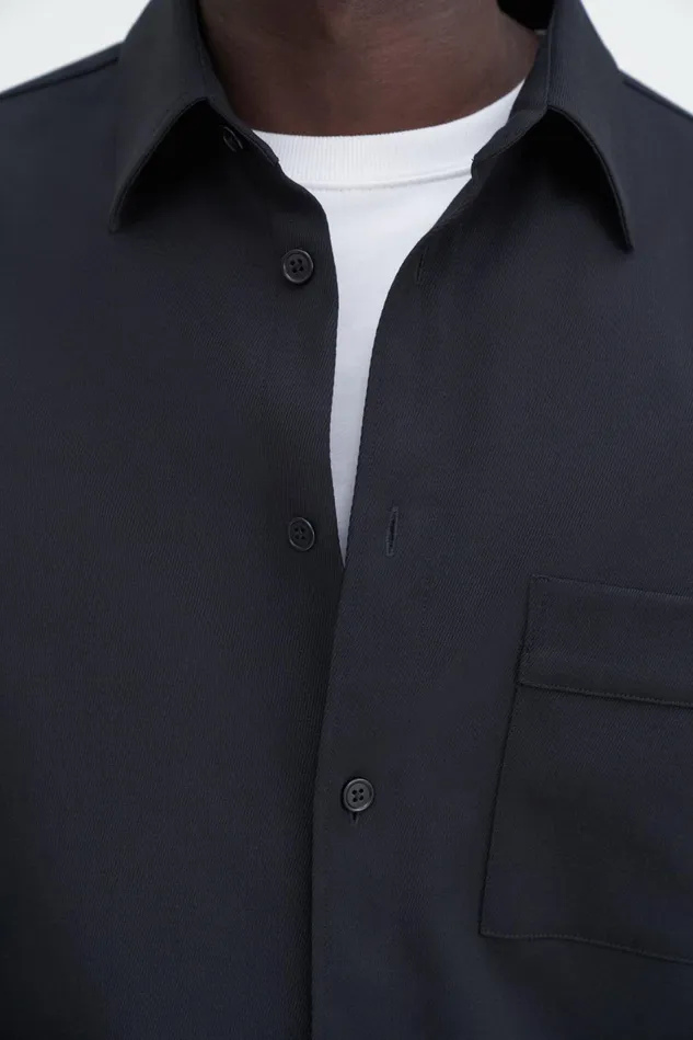Men Boxy Wool Twill Shirt Black Filippa K Overshirts