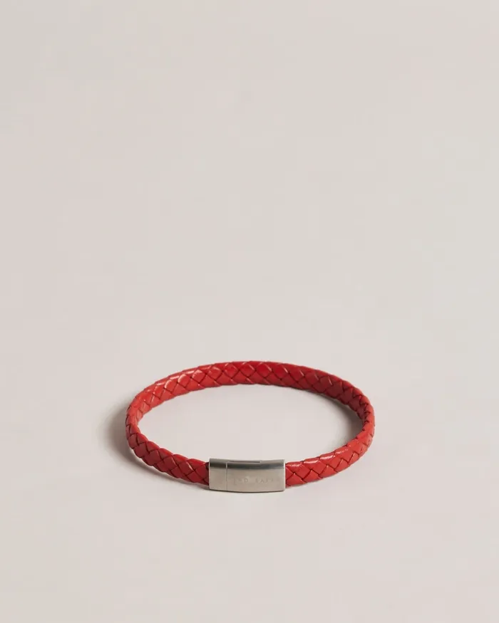 Men BRADLY 8211 Woven Leather Bracelet Oxblood Ted Baker Watches and Jewellery