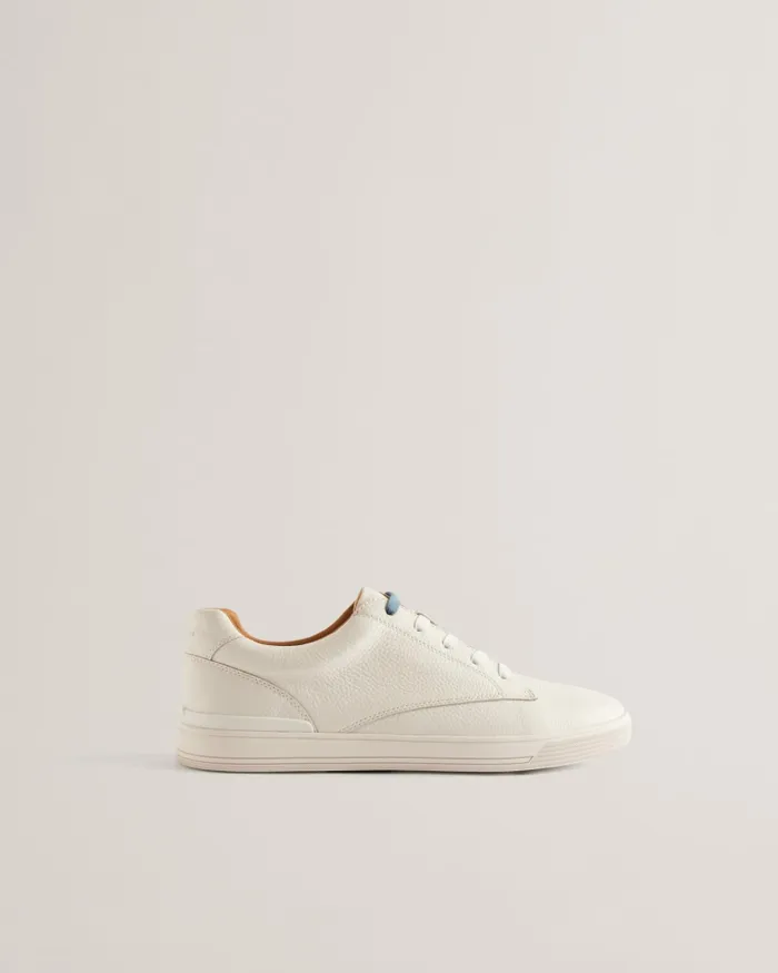 Men BRENTFD 8211 Textured Leather Low Top Trainers White Ted Baker Trainers