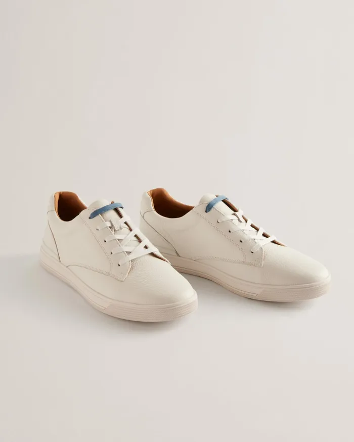 Men BRENTFD 8211 Textured Leather Low Top Trainers White Ted Baker Trainers