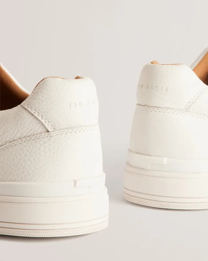 Men BRENTFD 8211 Textured Leather Low Top Trainers White Ted Baker Trainers