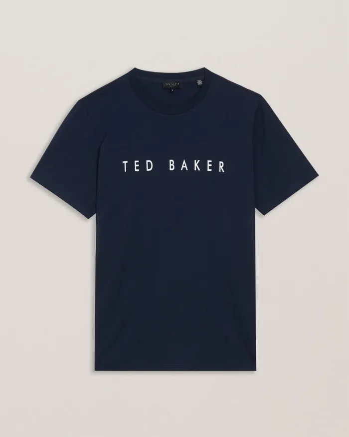 Men BRONI 8211 Short Sleeve Branded TShirt Navy Ted Baker Tops