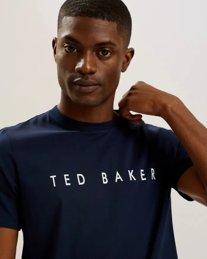 Men BRONI 8211 Short Sleeve Branded TShirt Navy Ted Baker Tops Men BRONI 8211 Short Sleeve Branded TShirt Navy Ted Baker Tops