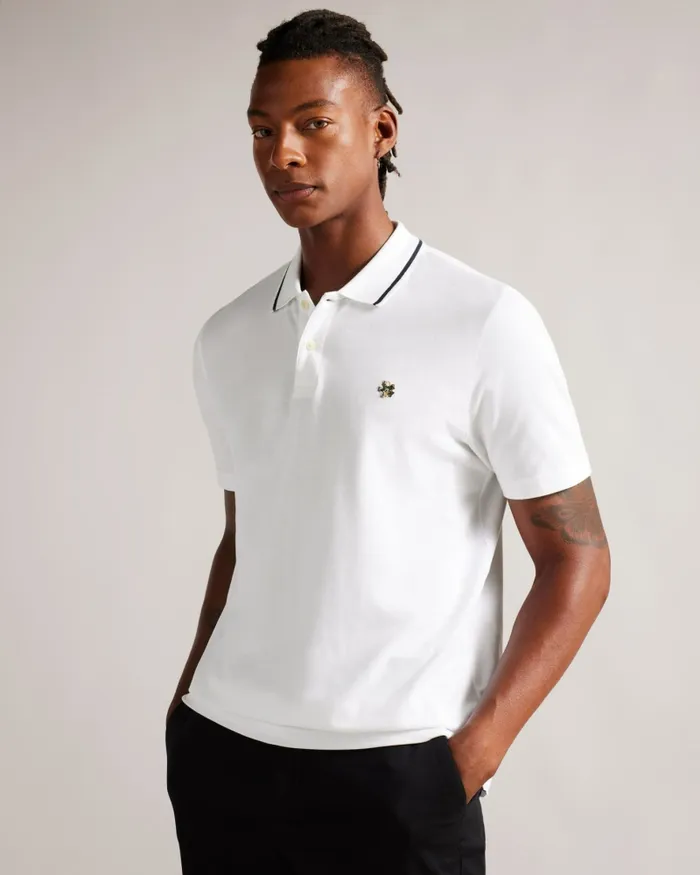 Men CAMDN 8211 Short Sleeve Polo Shirt White Ted Baker Polo Shirts