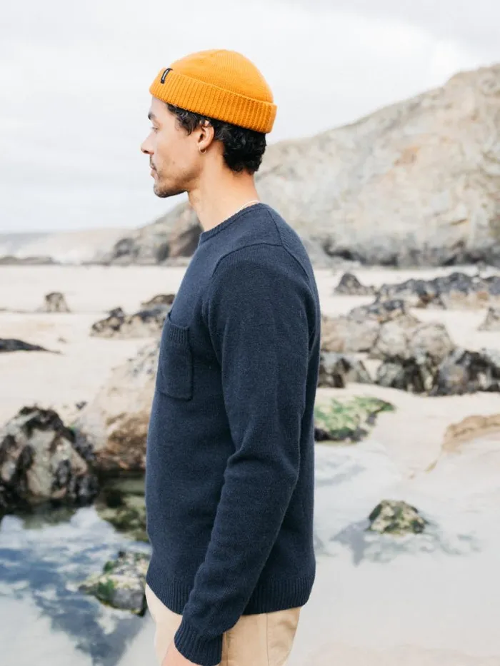 Men Cavan Pocket Knit Jumper Navy Finisterre Knitwear