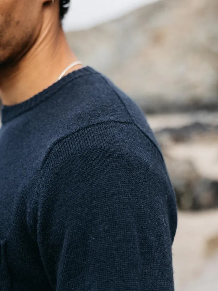Men Cavan Pocket Knit Jumper Navy Finisterre Knitwear