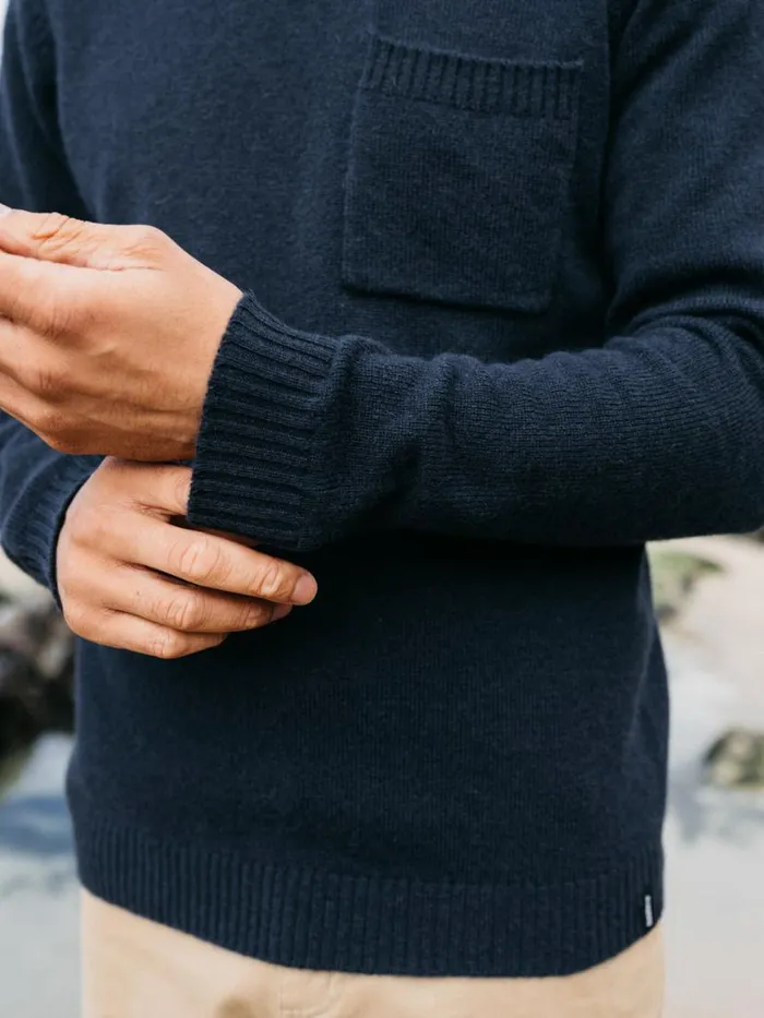 Men Cavan Pocket Knit Jumper Navy Finisterre Knitwear