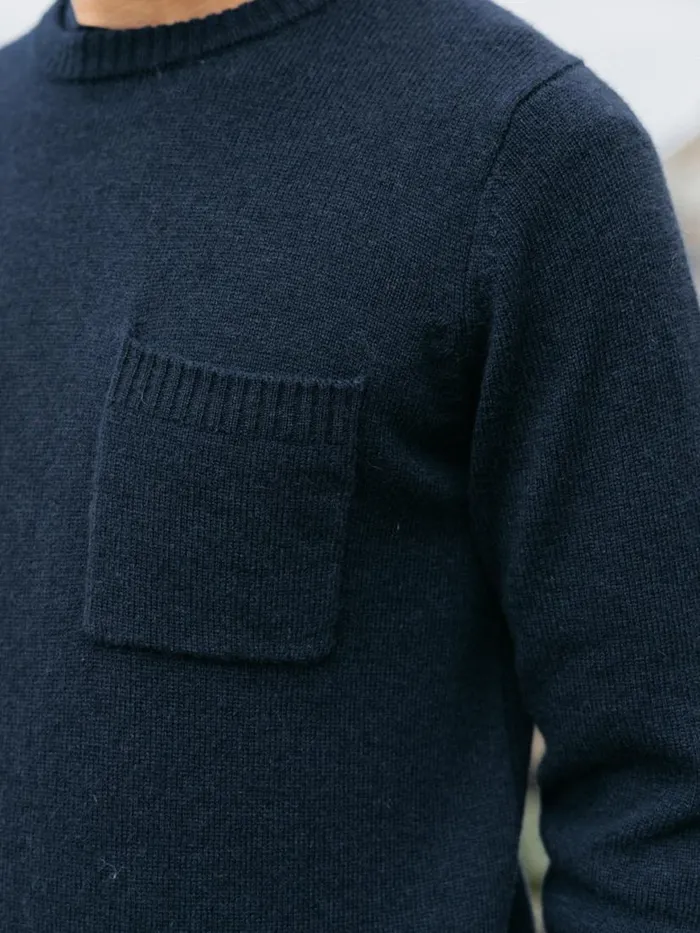 Men Cavan Pocket Knit Jumper Navy Finisterre Knitwear