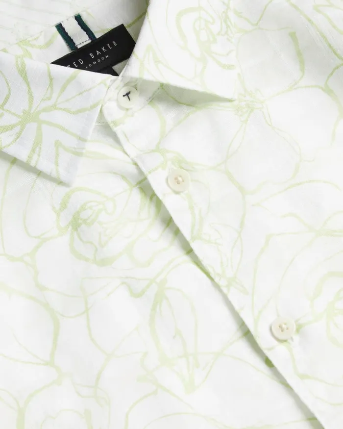 Men CAVU 8211 Short Sleeve Printed Cotton Shirt White Ted Baker Shirts