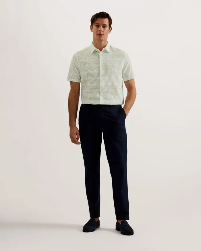 Men CAVU 8211 Short Sleeve Printed Cotton Shirt White Ted Baker Shirts