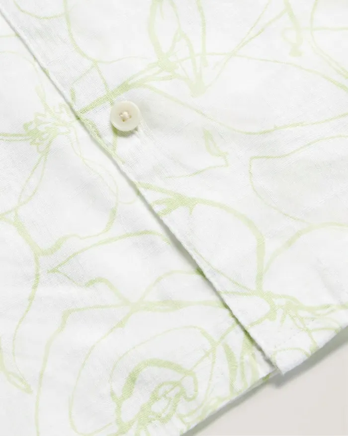 Men CAVU 8211 Short Sleeve Printed Cotton Shirt White Ted Baker Shirts