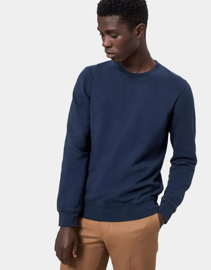 Men Classic Organic Crew Hunter Green Colorful Standard Crewneck Sweatshirts