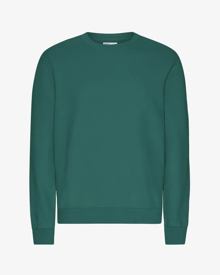 Men Classic Organic Crew Pine Green Colorful Standard Crewneck Sweatshirts
