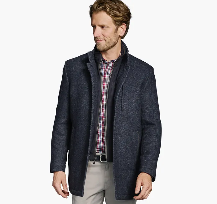 Men Coats Jackets and Vests Johnston and Murphy Upton Car Coat Navy