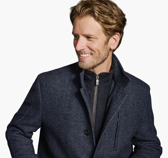 Men Coats Jackets and Vests Johnston and Murphy Upton Car Coat Navy