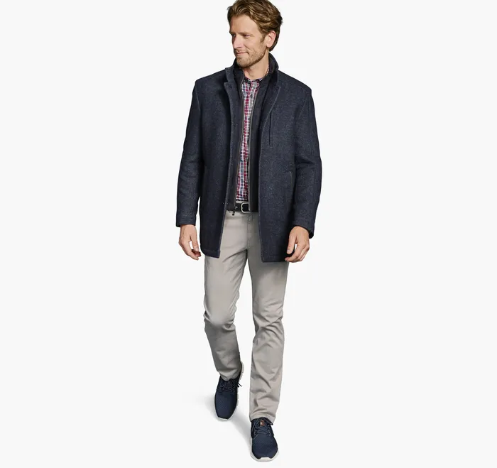 Men Coats Jackets and Vests Johnston and Murphy Upton Car Coat Navy