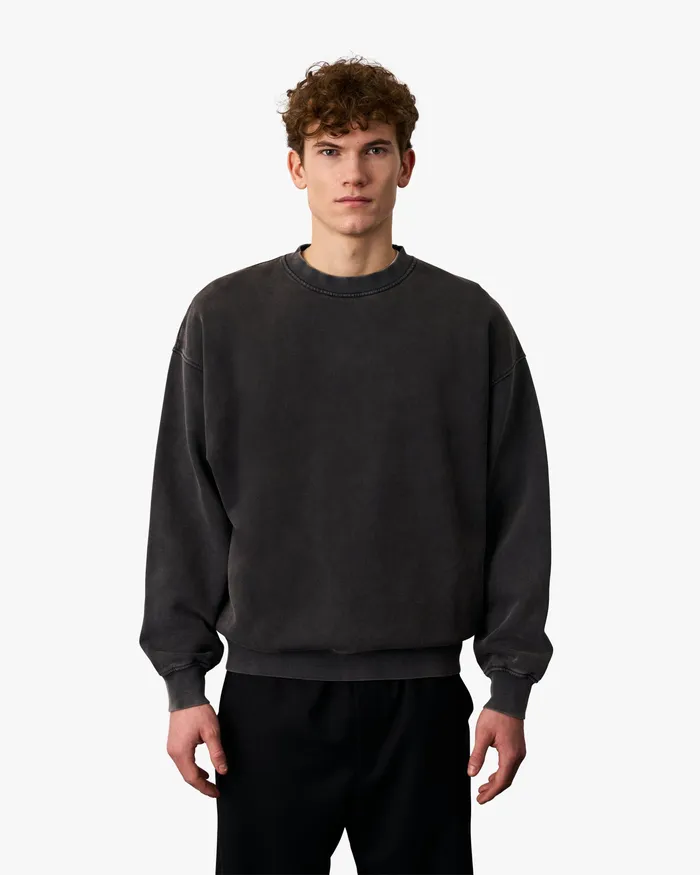Men Colorfulstandard Organic Oversized Crew 8211 Faded Black Crewneck Sweatshirts