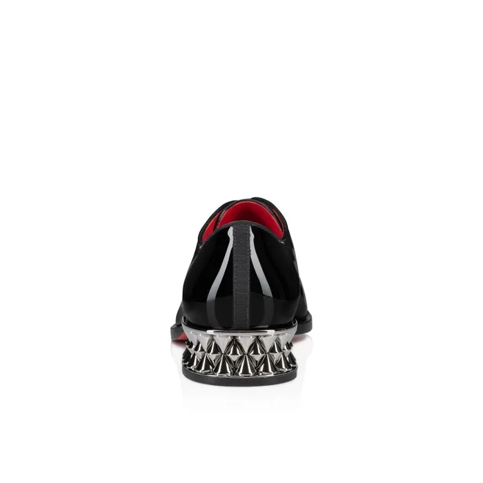 Men Corteo On Spikes Oxford 8211 Patent Calf Leather And Spikes 8211 Black Christian Louboutin Buckles and Laceups