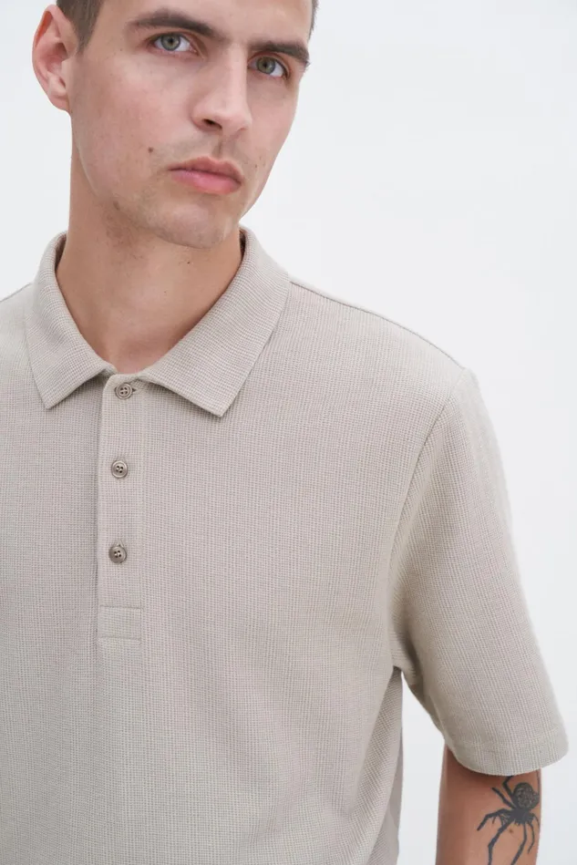 Men Cotton Jersey Polo Shirt Faded Khaki Filippa K TShirts