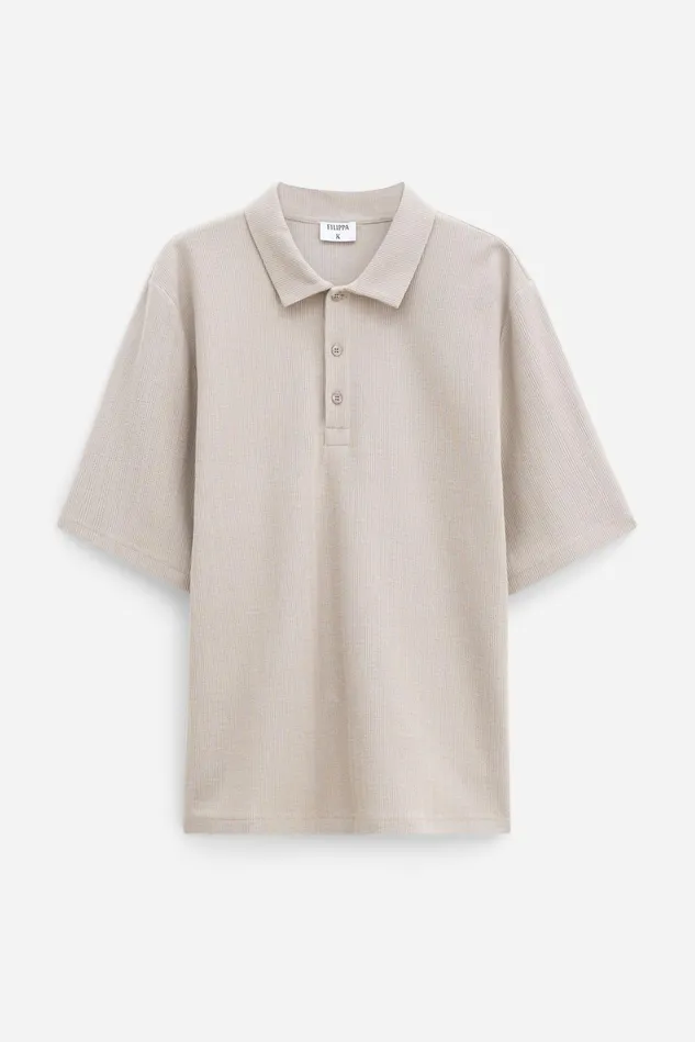 Men Cotton Jersey Polo Shirt Faded Khaki Filippa K TShirts