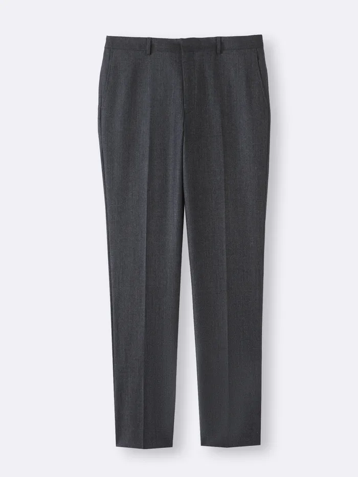 Men Cyrillus Clothing Pure Wool Baranthea Suit Trousers Gris Chine Fonce